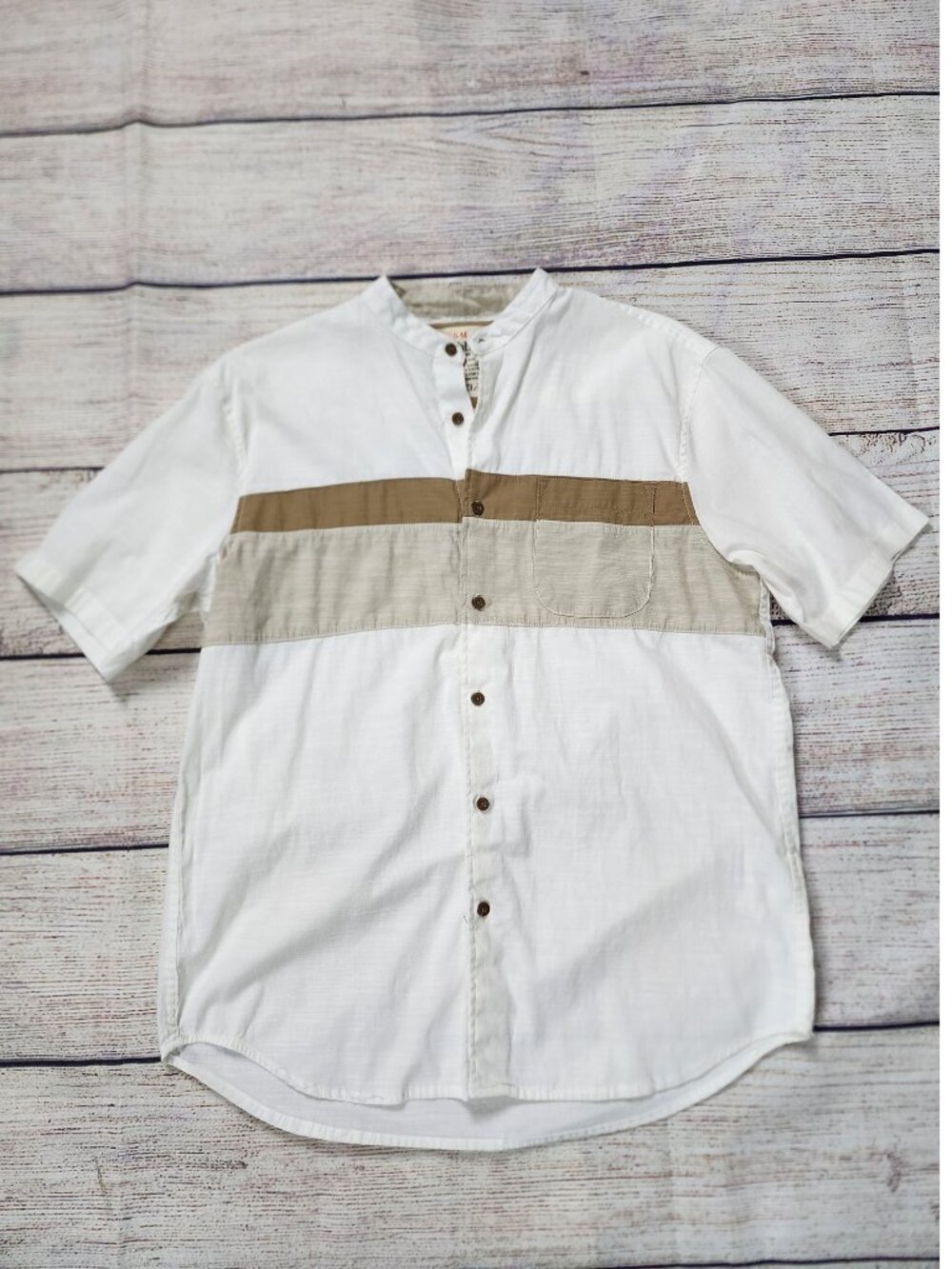 Poshboy Muscle Fit Mens Shirt S-M Small Medium Button Up Color Block Kemeja Koko